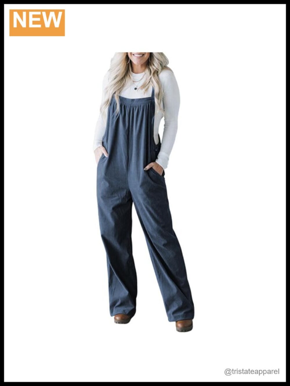 Corduroy Wide Leg Overalls Sleeveless Jumpsuit with Pockets